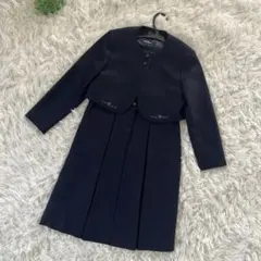 【美品】現行品ファミリア アンサンブル 刺繍 濃紺 ネイビー125 お受験