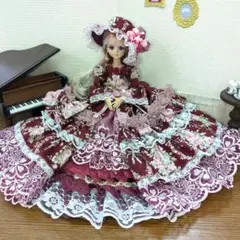 ジェニーフレンド27cmドール服 　ボルドーのドレス