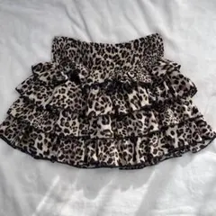 ヒョウ柄 ティアード ミニスカート