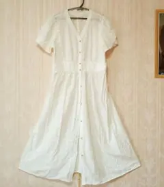 GU ホワイトレース ロングシャツ ワンピース 白色　夏服　家着