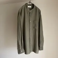 UNIQLO ユニクロ　スタンドカラーリネンシャツ　グリーン　XLのサムネイル