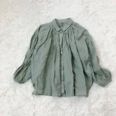 fall-in&co 長袖ブラウス　オールリネン　ウォッシャブル　シェルボタン