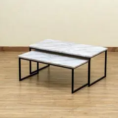 Quincy　センターテーブル2点セット　マーブルホワイト