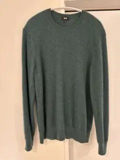 UNIQLO グリーン カシミヤクルーネックセーター L