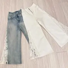 rienda レースデニム　デニム　ワイドデニム　2枚セット