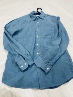 used:ユニクロ　プレミアムリネンシャツ　ブルー　M