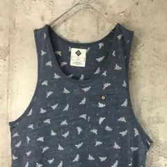 A4176古着　タンクトップ　総柄　ノースリーブ　カットオフ　90s Y2K