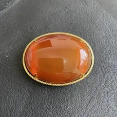 【16】昭和レトロ　赤瑪瑙　帯留め　ブローチ