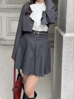 【RESEXXY】　プリーツミニスカート　チャコールグレー　C.GRY