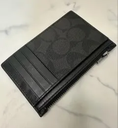 【美品】COACH コーチ ジップカードケース シグネチャー フラグメントケース