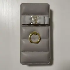 グレー 手帳型 iPhone12ケース リボン付き