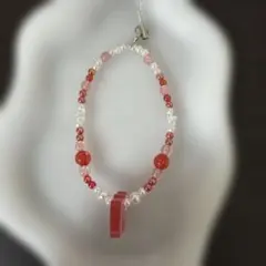 ハンドメイド ビーズストラップ ピンク