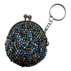 ビーズがま口コインケース。裏地付き。