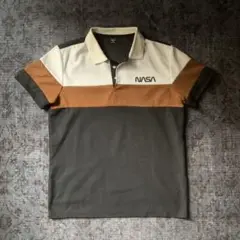 希少 NASA ポロシャツ デザイン 宇宙 珍品 夏 半袖 レトロ 古着