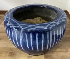 特大500mm 練込 矢羽根文様 火鉢 鉢 底銘「特ラ」ラサ工業? レトロ 骨董 特大500mm 練込 矢羽根文様 火鉢 鉢 底銘「特ラ」ラサ工業? レトロ