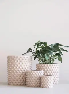 ピンクのセラミックプランターポット鉢カバ−３個セット