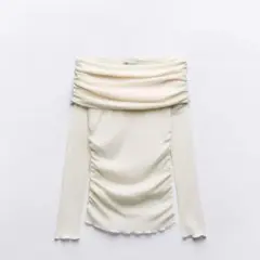 ZARA ギャザーセミシアーコットントップス