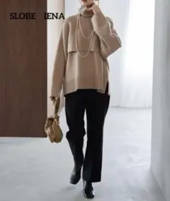IENA ベージュ タートルネック ニット セーター4way