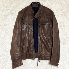 ギャレット　レザージャケット 46 イタリア　本革 シングルライダース 茶