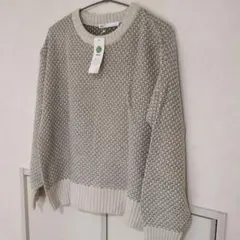 値下げ✨【未使用】ikka アイボリー×グリーン 長袖ニット Mサイズ