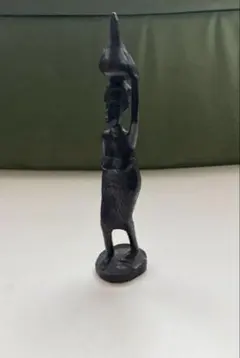 ヴィンテージ アフリカ 木彫り 女性像 オブジェ 置物 22cm アジアン雑貨