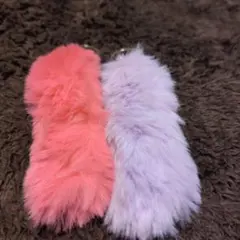 ファー キーホルダー ピンク パープル