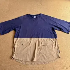gum masterオーバーサイズシャツ XL Tシャツ ネイビー/ベージュ