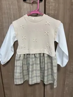 ベージュ チェック柄 ワンピース