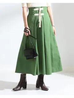 美品　Ray BEAMS ビームス　春夏　ロングスカート　フロント ベルト 緑