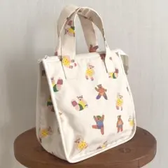 保冷保温お弁当袋　大き目ランチバッグ　エアロビくまちゃん　ハンドメイド692