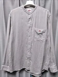 ダントン　ダブルガーゼシャツ　バンドカラー　グレー系