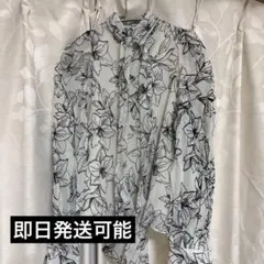 【試着のみ】グレイル 花柄シアーボウタイブラウス[kz417］grl トップス