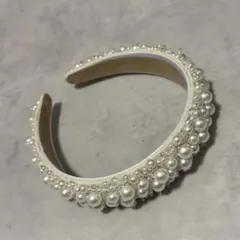 パール装飾 ホワイトヘアバンド