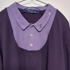 ドラッグストアーズ D.S.CLUB.長袖ドッキングトップス 衿刺繍付