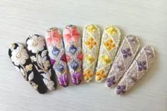 いずみ様専用❗️インド刺繍リボンの花柄ヘアピン パッチン8個セット アソート