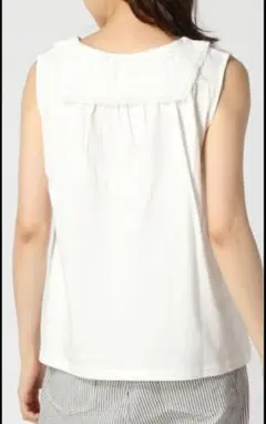 サマンサモスモス セーラー衿レースカットソー　オフホワイト　綿100％