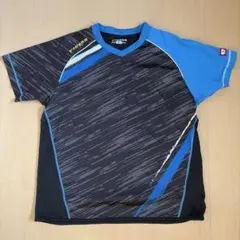 卓球ウェア Vネック ストライプ 黒/青 JTA