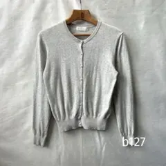 ＶiＳ　ビス　 グレー 長袖 パールボタン付きカーディガン