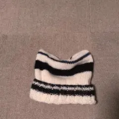 ストライプ ニット帽 白と黒
