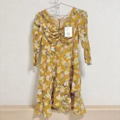 マーキュリーデュオ　花柄ワンピース　イエロー　マスタード