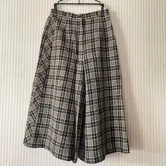キュロットスカート チェック ベージュ×ブラック Mサイズ