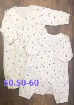 ファミリア　ファミちゃん総柄ロンパース・2ウェイオール 2枚セット50-60