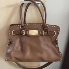 MICHAEL KORS ブラウンレザーハンドバッグ