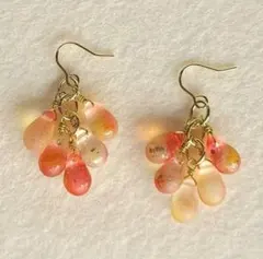 ♥️ミスト加工のチェコドロップのシンプルピアス♪　ハンドメイド