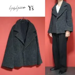 Y's ワイズ ヨウジヤマモト カシミヤ混 ウール 変形コート グレー杢 Y's ワイズ ヨウジヤマモト カシミヤ混 ウール 変形コート グレー