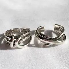 シルバー925リング2点セットメキシカンジュエリー　ヴィンテージ指輪　B2 B3