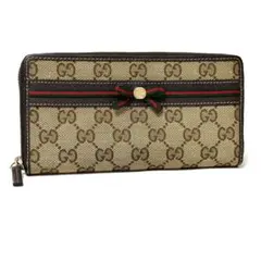 GUCCI 財布　ラウンドファスナー　シェリーライン　インターロッキング　リボンのサムネイル