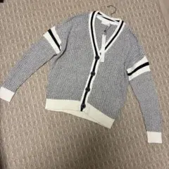 トランナ M ニットカーディガン ボーダー 白 黒 デイリー 冷房対策