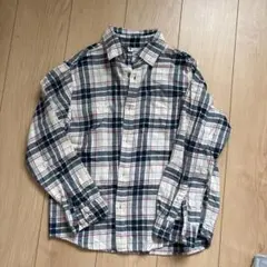 チェック柄 長袖シャツ 140cm ネイビー　秋冬