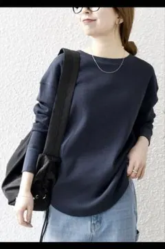 SHIPS anyワッフルレースアップラウンドヘムプルオーバー